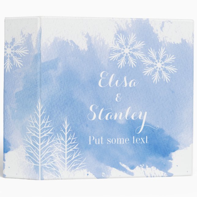 Modern watercolor splash blue wedding planner binder (Front/Spine)