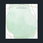 Modern Watercolor Splash Gold & Green Personalized Notepad<br><div class="desc">This beautiful notepad features a watercolor splash and geometric shaped frame.   Add your personalization using the template form. To change the font,  style,  color or layout,  select the option to "customize further".</div>