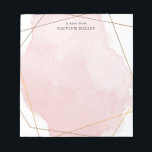 Modern Watercolor Splash, Gold & Pink Personalized Notepad<br><div class="desc">This beautiful notepad features a watercolor splash and geometric shaped frame.   Add your personalization using the template form. To change the font,  style,  color or layout,  select the option to "customize further".</div>