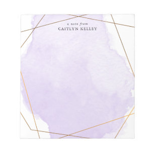 Modern Watercolor Splash Gold/Purple Personalized Notepad
