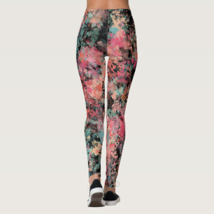 Modern Watercolor Splatter Pattern Beach Vacation Leggings