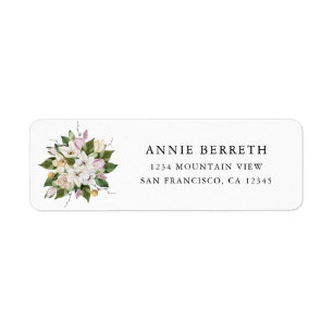 Modern Watercolor Spring Bouquet Pastel Tulip Pink Label