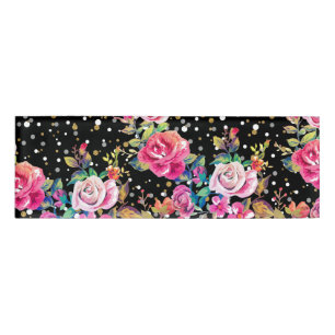 Modern watercolor spring floral and gold dots name tag