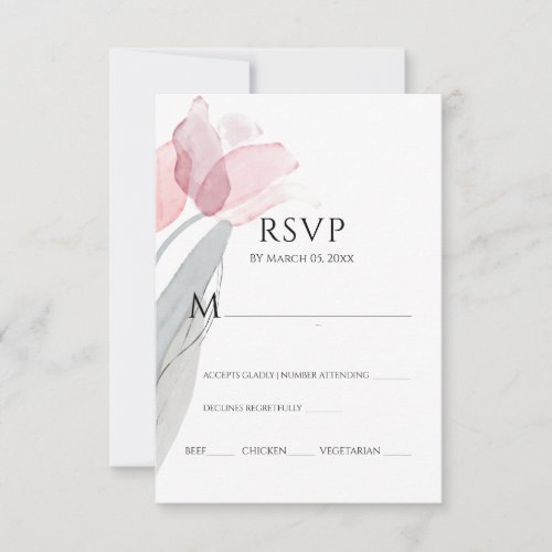 Modern Watercolor Spring Pink Tulips  RSVP Card