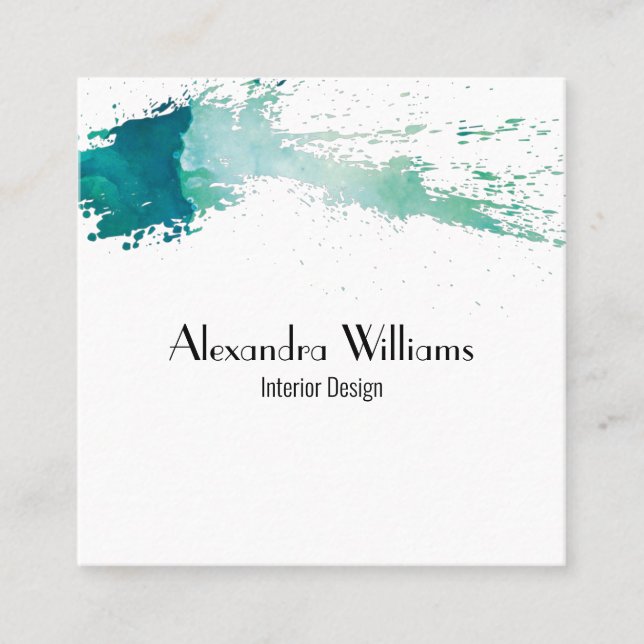 Modern Watercolor Square Business Card (Front)