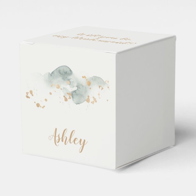 Modern Watercolor Sript Bridesmaid Proposal Favor Boxes (Front Side)