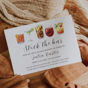 Modern Watercolor Stock The Bar   Couples Shower  Invitation