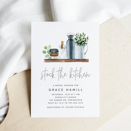 Modern Watercolor Stock The Kitchen Bridal Shower Invitation