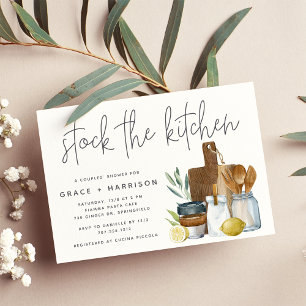 Modern Watercolor Stock The Kitchen Couples Shower Invitation