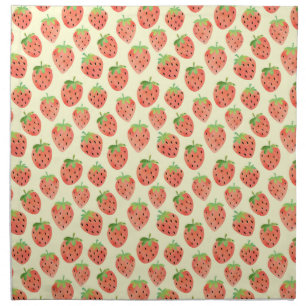 Modern Watercolor Strawberries Pattern Cloth Napkin