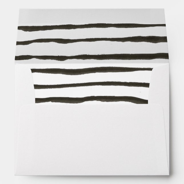 modern watercolor stripe zebra black white ink envelope (Back (Bottom))