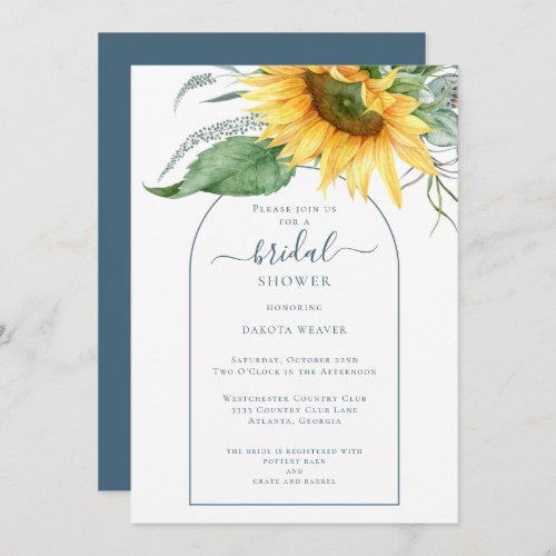 Modern Watercolor Sunflower Script Bridal Shower Invitation