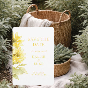 Modern Watercolor Sunflower Wedding Save the Date Invitation
