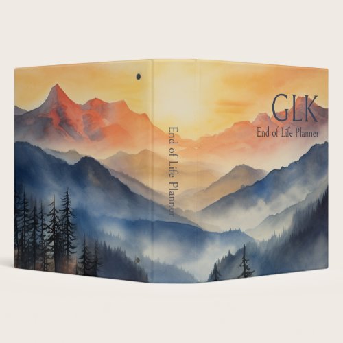 Modern Watercolor Sunset End of Life Planner 3 Ring Binder