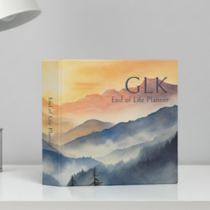 Modern Watercolor Sunset End of Life Planner 3 Ring Binder