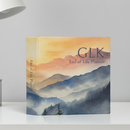 Modern Watercolor Sunset End of Life Planner 3 Ring Binder