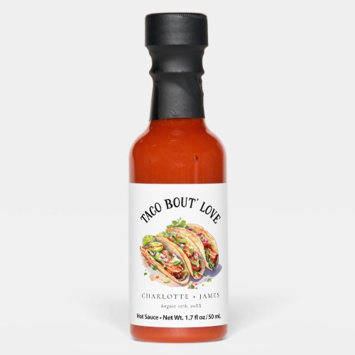 Modern Watercolor Taco Bout Love Wedding  Hot Sauces
