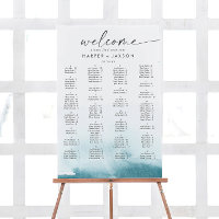 Modern Watercolor Teal Alphabetical Seating Chart