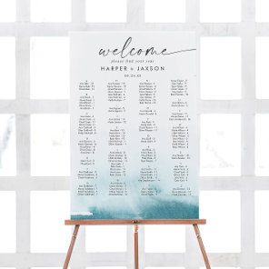 Modern Watercolor Teal Alphabetical Seating Chart Foam Board
