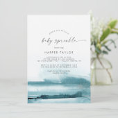 Modern Watercolor | Teal Baby Sprinkle Invitation (Standing Front)