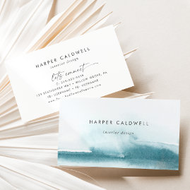 Modern Watercolor   Teal Business Card