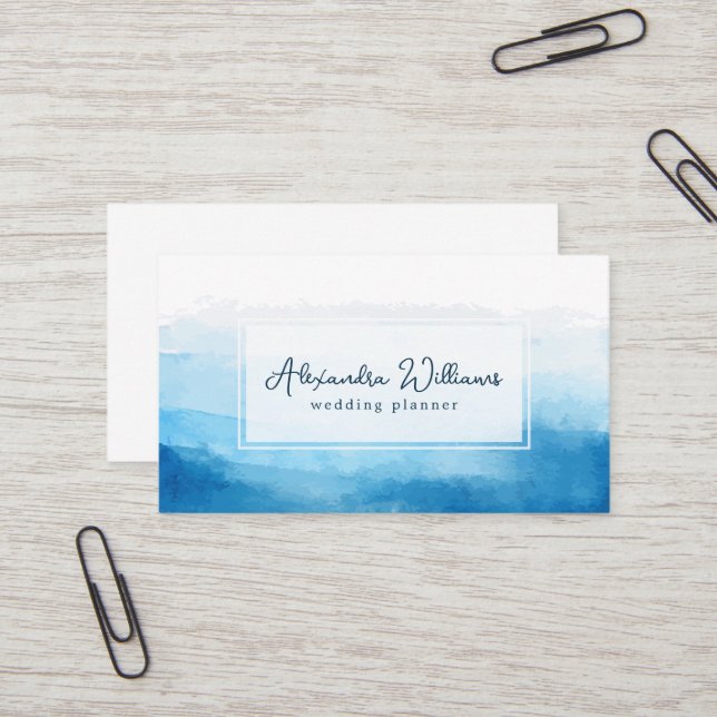 Modern Watercolor | Teal Business Card (Front/Back In Situ)