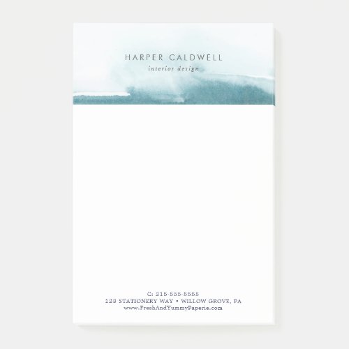 Modern Watercolor  Teal Business Notes