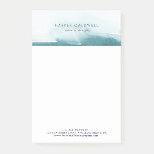 Modern Watercolor   Teal Business Post-It Notes