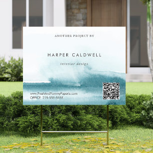 Modern Watercolor   Teal Business Yard Sign