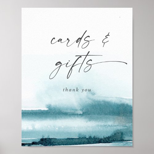 Modern Watercolor  Teal Cards and Gifts Sign