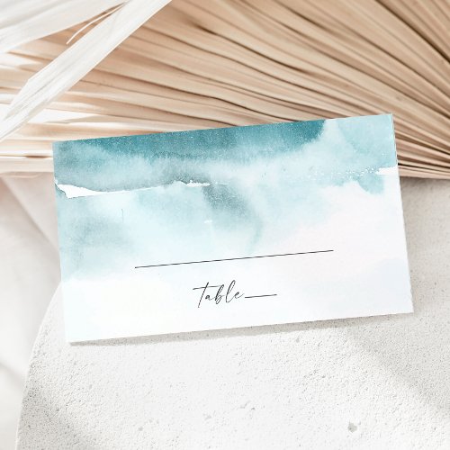 Modern Watercolor  Teal Flat Wedding Place Card