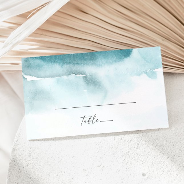 Modern Watercolor | Teal Flat Wedding Place Card (Creator Uploaded)