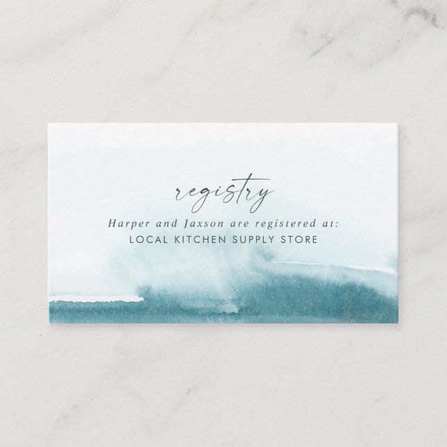 Modern Watercolor | Teal Gift Registry Enclosure Card (Front)