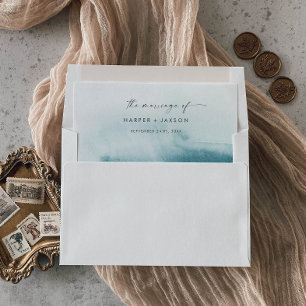 Modern Watercolor   Teal Marriage Envelope Liner
