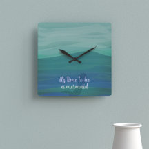 Modern Watercolor Teal Mermaid Silhouette Custom