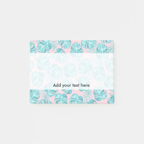 Modern watercolor teal pink tropical cute flowers post_it notes