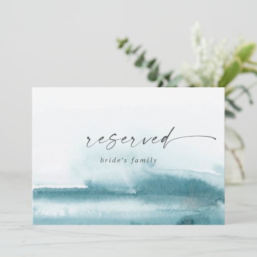 Modern Watercolor  Teal Reserved Sign