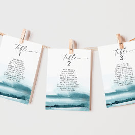 Modern Watercolor Teal Seating Chart Cards