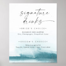 Modern Watercolor | Teal Signature Drinks Sign