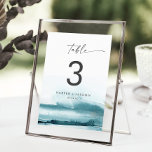 Modern Watercolor | Teal Table Number<br><div class="desc">This modern watercolor teal table number is perfect for a stylish contemporary wedding. The minimalist, classic and elegant design collection features simple water color paint brush strokes in pretty jewel tones. The card prints on the front and back (double-sided). Items are printed exactly as they appear on your screen when...</div>