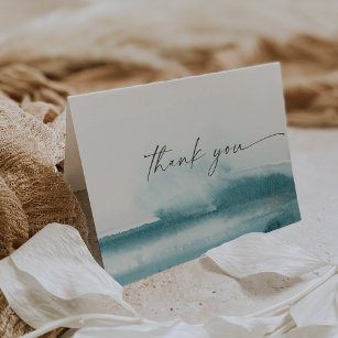 Modern Watercolor   Teal Thank You Card