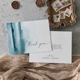 Modern Watercolor   Teal Thank You Card