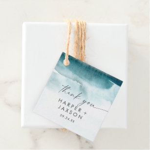 Modern Watercolor   Teal Thank You Favor Tags