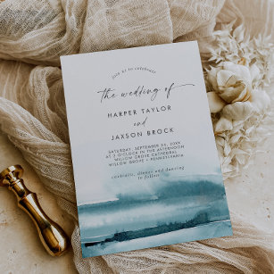 Modern Watercolor   Teal The Wedding Of Invitation