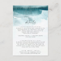 Modern Watercolor | Teal Wedding Details Enclosure Card