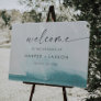 Modern Watercolor | Teal Wedding Welcome Foam Board