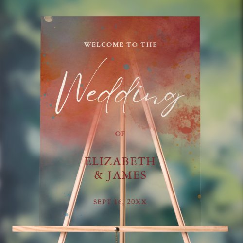 Modern Watercolor Terracotta Boho Wedding Welcome Acrylic Sign