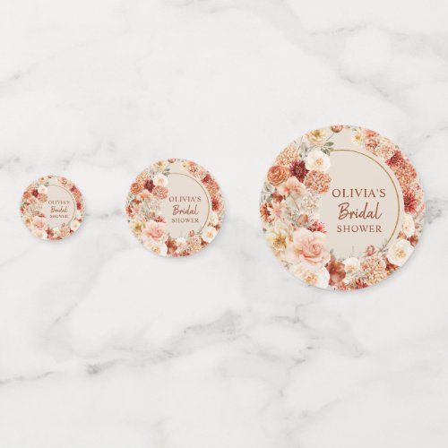 Modern watercolor terracotta burgundy blush floral confetti