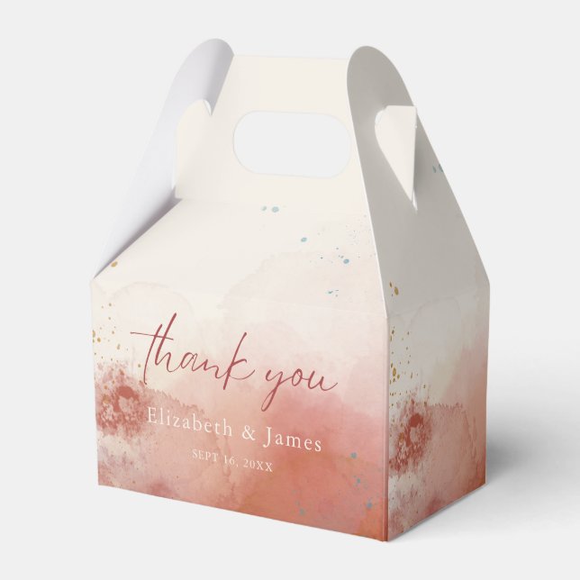 Modern Watercolor Terracotta Desert Boho Wedding Favor Boxes (Front Side)