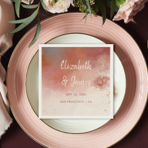 Modern Watercolor Terracotta Desert Boho Wedding Napkins
